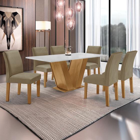 Imagem de Conjunto Sala de Jantar Mesa 160x80cm Tampo MDF com 6 Cadeiras Espanha Yescasa