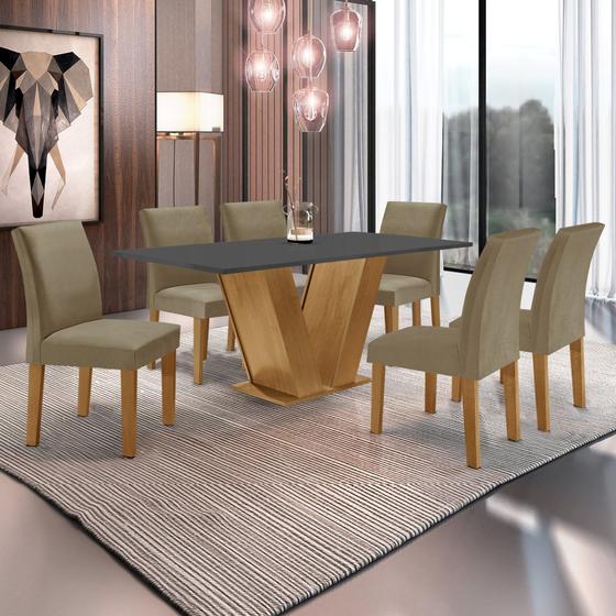 Imagem de Conjunto Sala de Jantar Mesa 160x80cm Tampo MDF com 6 Cadeiras Espanha Yescasa
