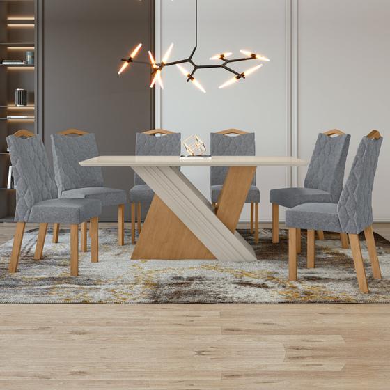 Imagem de Conjunto Sala de Jantar Mesa 170x90cm Tampo MDF com 6 Cadeiras Vênus