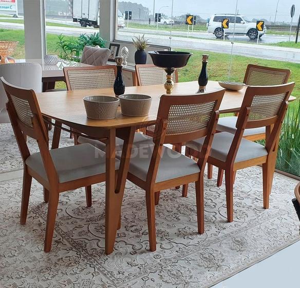 Imagem de Conjunto Sala de Jantar Mesa 180x90 com 6 Cadeiras Prime Wood