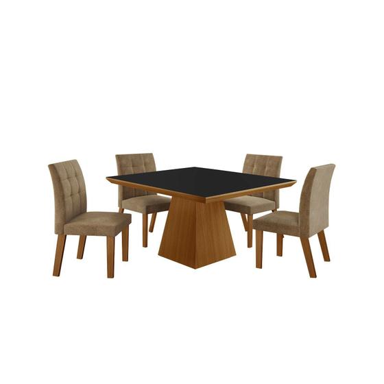 Imagem de Conjunto Sala de Jantar Mesa 4 Cadeiras Pietra Tik Plus Stilo Espresso Móveis