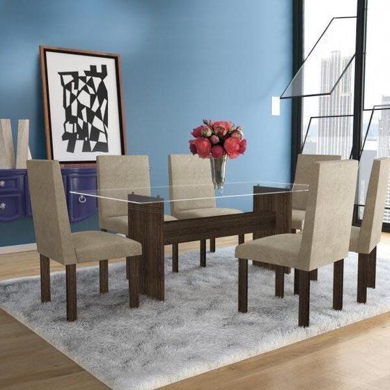 Imagem de Conjunto Sala de Jantar Mesa 6 Cadeiras Dubai Espresso Móveis