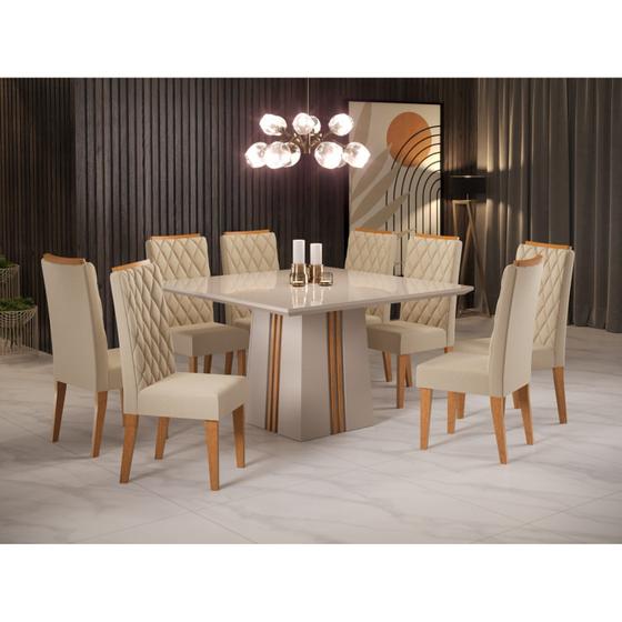 Imagem de Conjunto Sala de Jantar Mesa Bela com 8 Cadeiras Iza Viero
