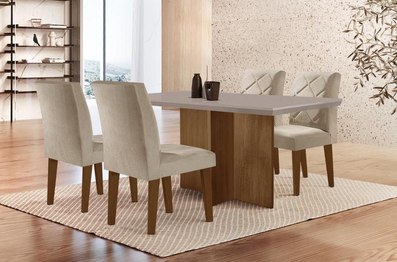 Imagem de Conjunto Sala de Jantar Mesa com 4 Cadeiras Cayman Espresso Móveis