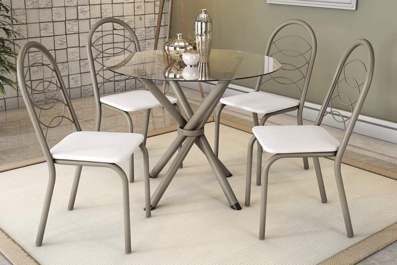 Imagem de Conjunto Sala de Jantar Mesa com 4 Cadeiras Estofadas 683 Kappesberg Crome