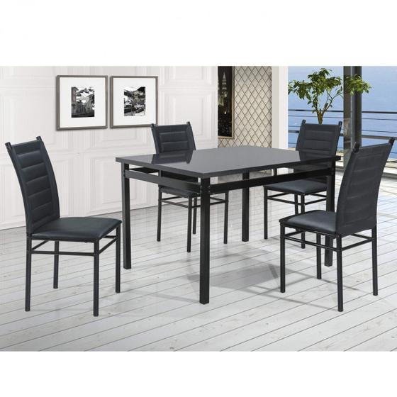 Imagem de Conjunto Sala de Jantar Mesa com 4 Cadeiras Liana Espresso Móveis