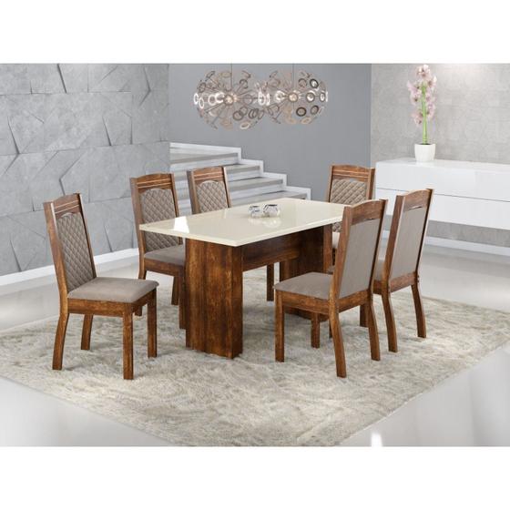 Imagem de Conjunto Sala de Jantar Mesa com 6 Cadeiras Alice Urca Sonetto Móveis
