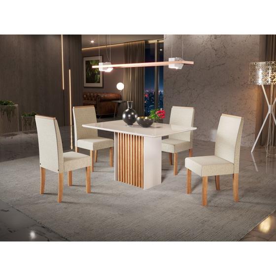 Imagem de Conjunto Sala de Jantar Mesa Cris Tampo Vidro com 4 Cadeiras Styllo Sonetto Móveis