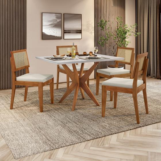 Imagem de Conjunto Sala de Jantar Mesa Donna com 4 Cadeiras Rainha em Madeira Maciça