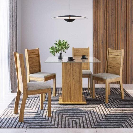 Imagem de Conjunto Sala de Jantar Mesa e 4 Cadeiras Almira Espresso Móveis