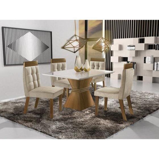 Imagem de Conjunto Sala de Jantar Mesa e 4 Cadeiras Cronos Chanfro Premium Espresso Móveis
