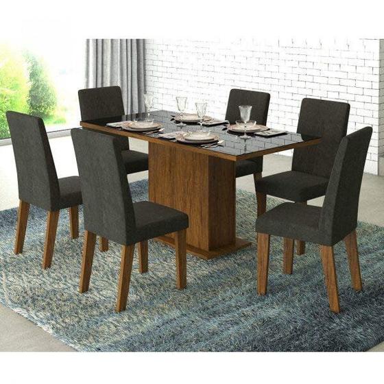 Imagem de Conjunto Sala de Jantar Mesa e 6 Cadeiras Bila Espresso Móveis
