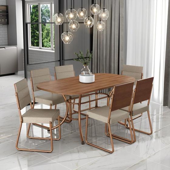 Imagem de Conjunto Sala de Jantar Mesa e 6 Cadeiras Fênix Carraro Rose