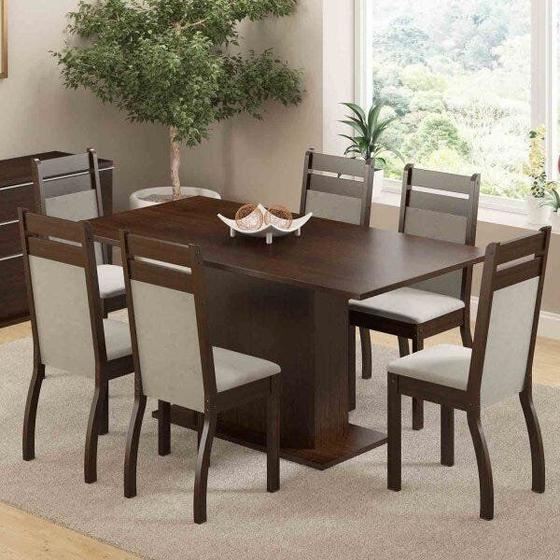 Imagem de Conjunto Sala de Jantar Mesa e 6 Cadeiras Versalhes Madesa