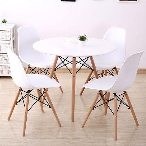 Imagem de Conjunto sala de jantar mesa eiffel com 4 cadeiras Branco