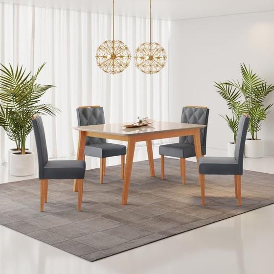 Imagem de Conjunto Sala de Jantar Mesa Elegance com 4 Cadeiras Diamante Jolie JCM Móveis
