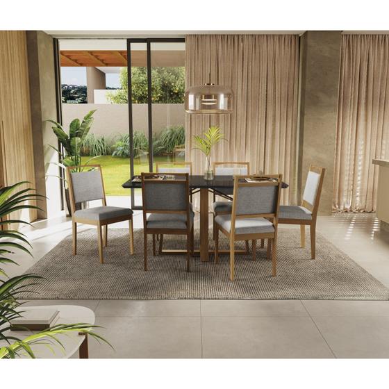 Imagem de Conjunto Sala de Jantar Mesa Elma com 6 Cadeiras