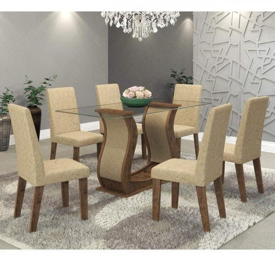 Imagem de Conjunto Sala de Jantar Mesa Favorita e 6 Cadeiras Vênus Viero
