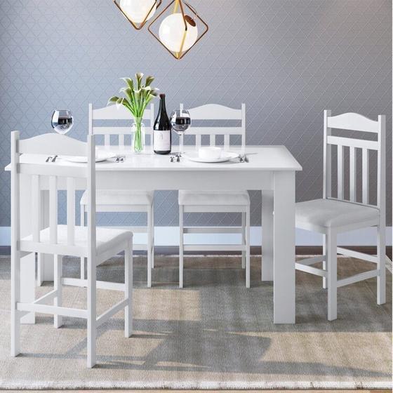 Imagem de Conjunto Sala de Jantar Mesa Fixa com 4 Cadeiras