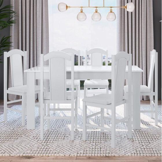Imagem de Conjunto Sala de Jantar Mesa Fixa com 6 Cadeiras