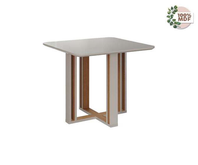 Conjunto Sala De Jantar Mesa Flora Quadrada Com 04 Cadeiras Maia Off White/Nature/Gengibre Menor preço em Conjunto Sala De Jantar Mesa Flora Quadrada Com 04 Cadeiras Maia Off White/Nature/Gengibre