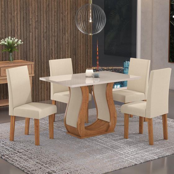 Imagem de Conjunto Sala de Jantar Mesa Inovare 120x80cm Tampo Vidro/MDP com 4 Cadeiras Venus  Móveis