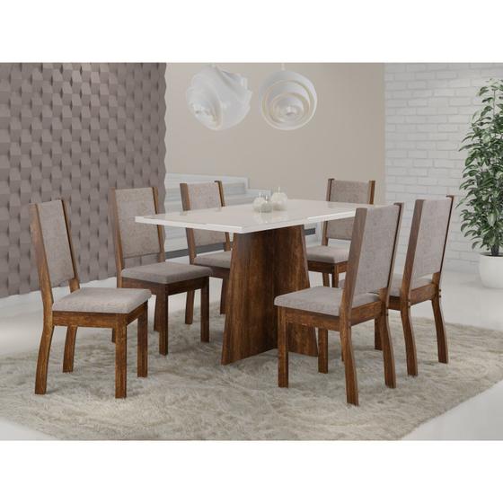 Imagem de Conjunto Sala de Jantar Mesa Iza 150x80cm Tampo Vidro/MDP com 6 Cadeiras Capri Sonetto Móveis