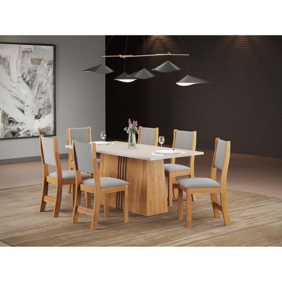 Imagem de Conjunto Sala de Jantar Mesa Jordania com 6 Cadeiras Sol Viero