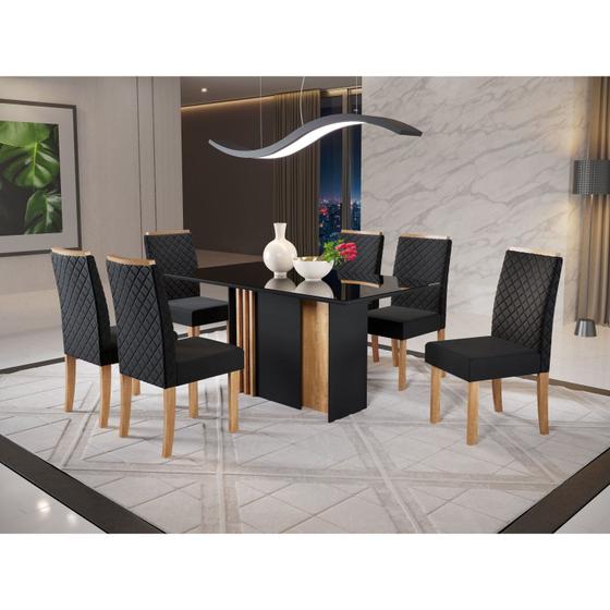 Imagem de Conjunto Sala de Jantar Mesa Lara Tampo Vidro com 6 Cadeiras Elegance