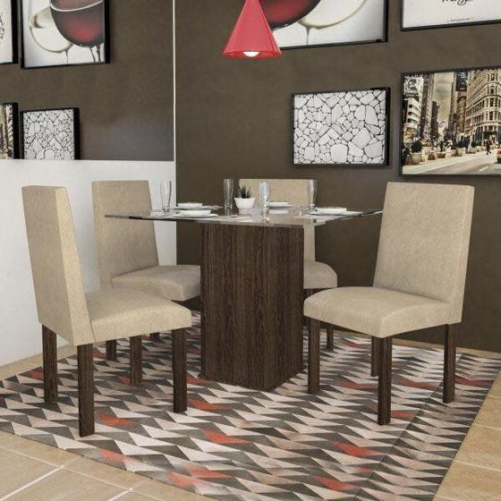Imagem de Conjunto Sala de Jantar Mesa Luana 4 Cadeiras Dubai Espresso Móveis