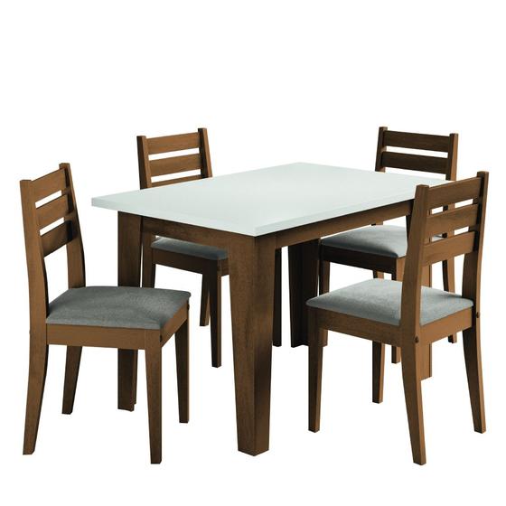 Conjunto Sala de Jantar Mesa Miami 1,20m 4 Cadeiras Dakar Cedro / Off White / Mascavo Dobuê Menor preço em Conjunto Sala de Jantar Mesa Miami 1,20m 4 Cadeiras Dakar Cedro / Off White / Mascavo Dobuê