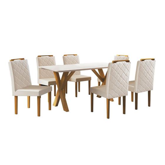 Imagem de Conjunto Sala de Jantar Mesa Munique 6 Cadeiras em Linho Móveis Mundial