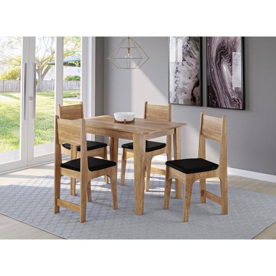 Imagem de Conjunto Sala de Jantar Mesa Nicoli Retangular 110x68cm com 4 Cadeiras Nicoli Mel/Preto