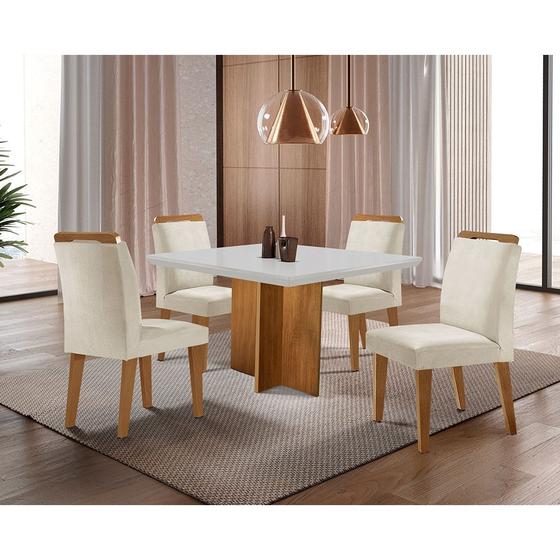 Imagem de Conjunto Sala de Jantar Mesa Olimpia 120 Cm em MDF e 4 Cadeiras Athenas