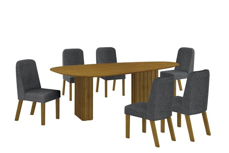 Imagem de Conjunto Sala de Jantar Mesa Orgânica Sem Vidro 180cm com 6 Cadeiras Pé MDF Isis