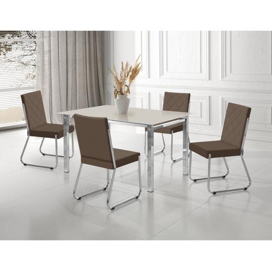 Imagem de Conjunto Sala de Jantar Mesa Ortenia Tampo Vidro com 4 Cadeiras Dinah
