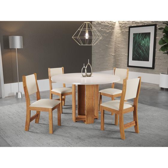 Conjunto Sala de Jantar Mesa Redonda com 4 Cadeiras Jady e Sol Menor preço em Conjunto Sala de Jantar Mesa Redonda com 4 Cadeiras Jady e Sol