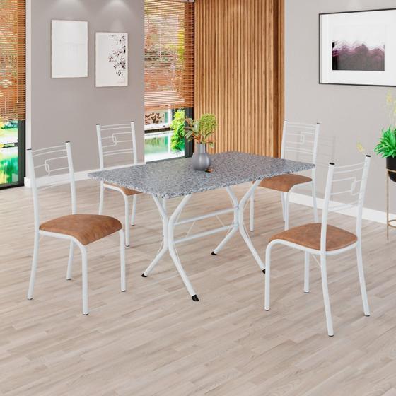 Imagem de Conjunto Sala de Jantar Mesa Retangular 120x75cm Tampo Granito Ocre 4 Cadeiras Paraty