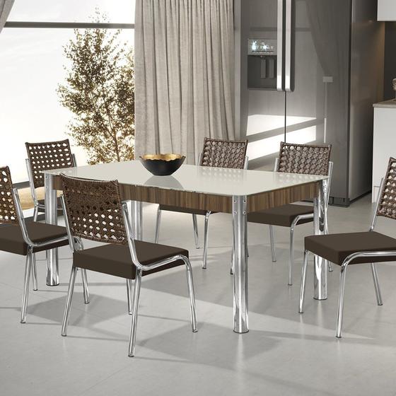 Imagem de Conjunto Sala de Jantar Mesa Retangular com 6 Cadeiras Natani