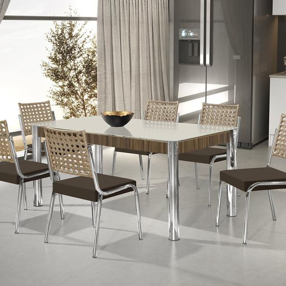 Imagem de Conjunto Sala de Jantar Mesa Retangular com 6 Cadeiras Natani