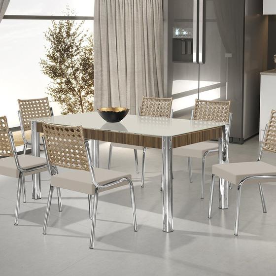 Imagem de Conjunto Sala de Jantar Mesa Retangular com 6 Cadeiras Natani