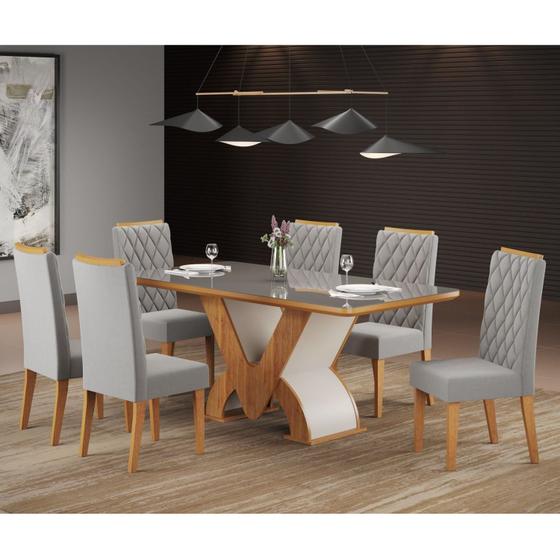 Imagem de Conjunto Sala de Jantar Mesa Retangular Novita com 6 Cadeiras Iza