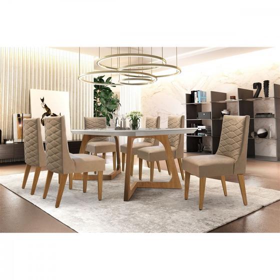 Imagem de Conjunto Sala de Jantar Mesa Safira 180 com 6 cadeiras Rufato