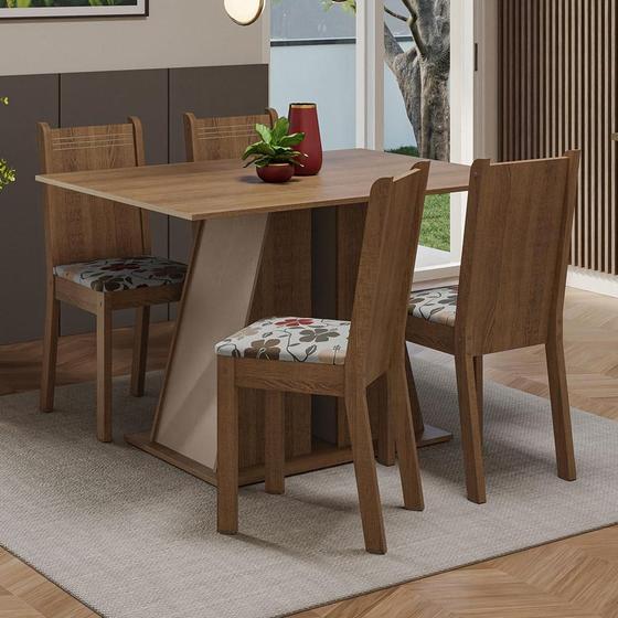 Conjunto Sala de Jantar Mesa Tampo de Madeira 4 Cadeiras Marilyn Madesa Imagem de Conjunto Sala de Jantar Mesa Tampo de Madeira 4 Cadeiras Marilyn Madesa