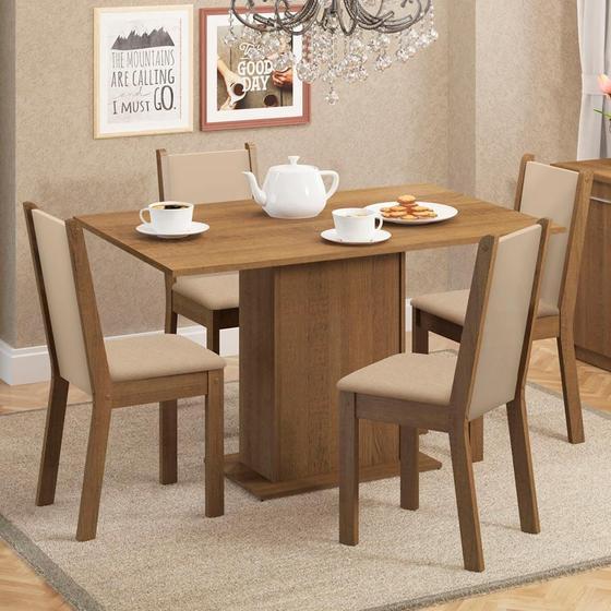 Conjunto Sala de Jantar Mesa Tampo de Madeira 4 Cadeiras Talita Madesa Imagem de Conjunto Sala de Jantar Mesa Tampo de Madeira 4 Cadeiras Talita Madesa