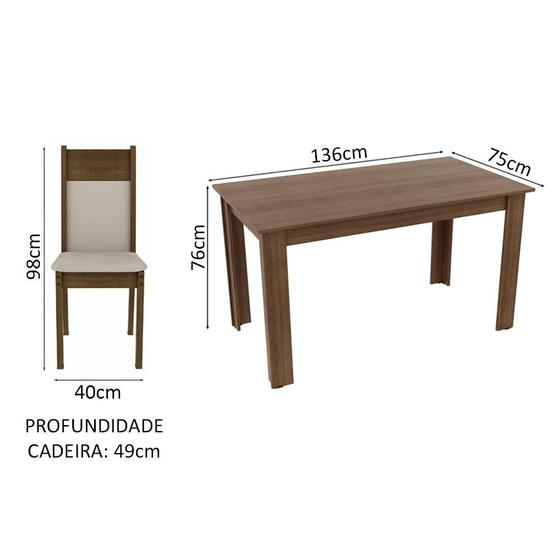 Conjunto Jantar Madesa Jaíne 6 Cadeiras — detalhe das cadeiras com assento Pérola e encosto crema