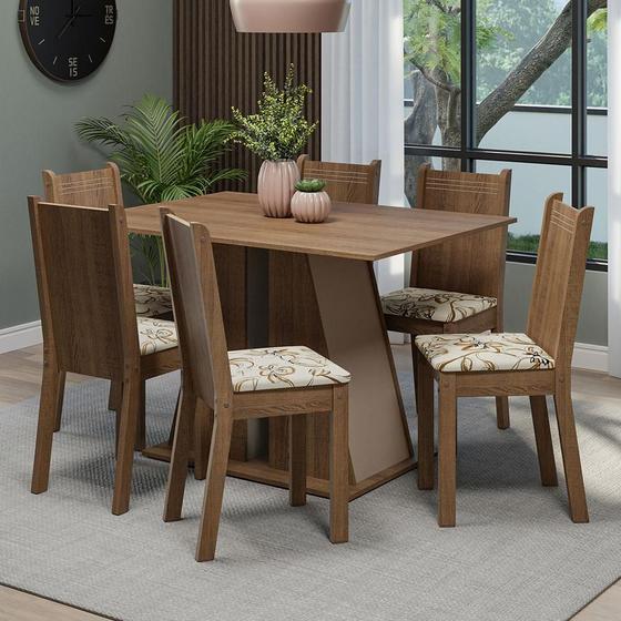 Conjunto Sala de Jantar Mesa Tampo de Madeira 6 Cadeiras Sharon Madesa Menor preço em Conjunto Sala de Jantar Mesa Tampo de Madeira 6 Cadeiras Sharon Madesa
