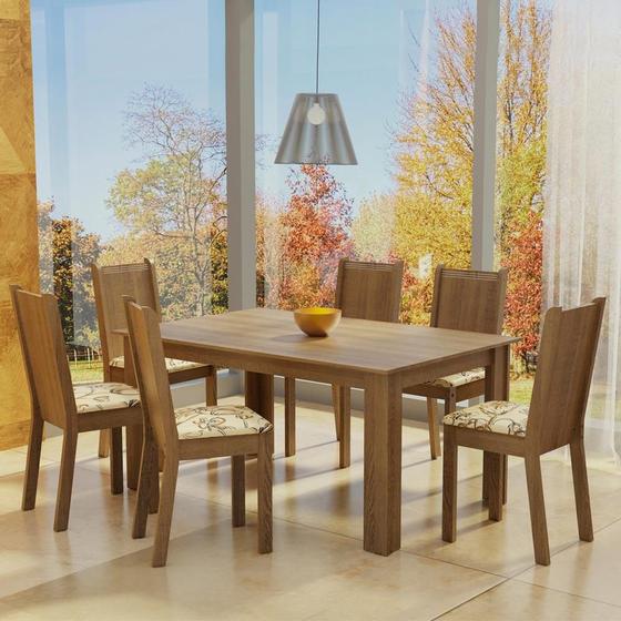 Imagem de Conjunto Sala de Jantar Mesa Tampo de Madeira com 6 Cadeiras Analu Madesa