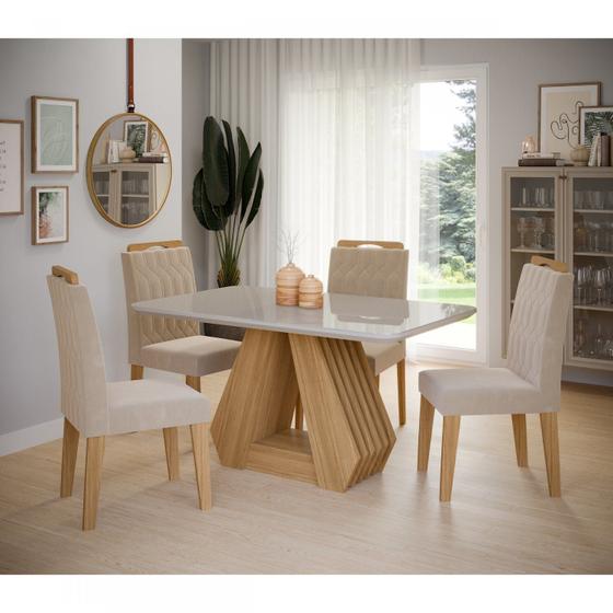 Imagem de Conjunto Sala de Jantar Mesa Tampo de Vidro/MDF Agata e 4 Cadeiras Paola Cimol