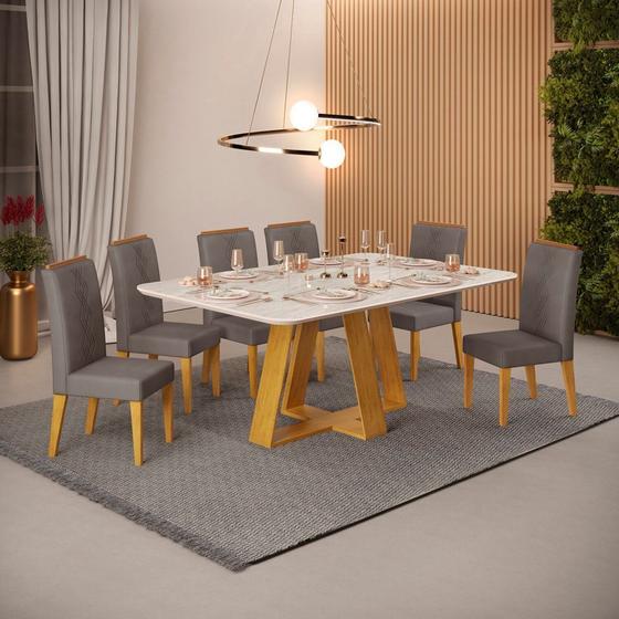 Imagem de Conjunto Sala de Jantar Mesa Tampo MDF 1,70 com 6 Cadeiras Kiara